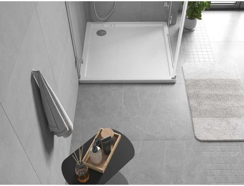Dušo padėklas Mexen Flow Slim, kvadratinis, 70 x 70 cm, Baltas gloss