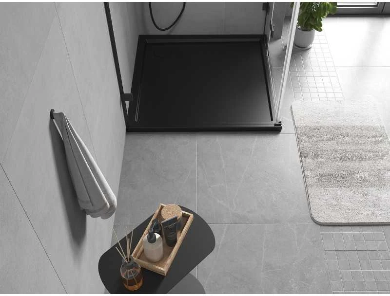 Dušo padėklas Mexen Flow Slim, kvadratinis, 120 x 120 cm, Juodas matt