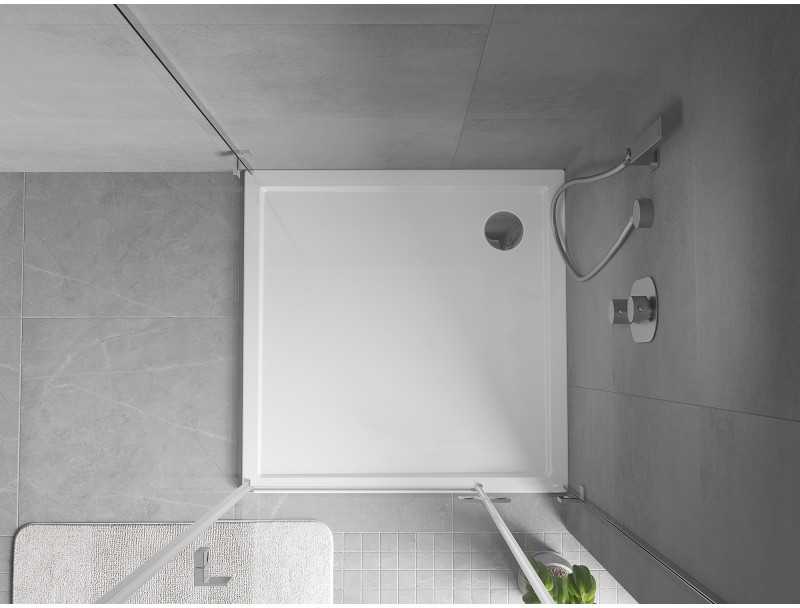 Dušo padėklas Mexen Flow Slim, kvadratinis, 85 x 85 cm, Baltas gloss