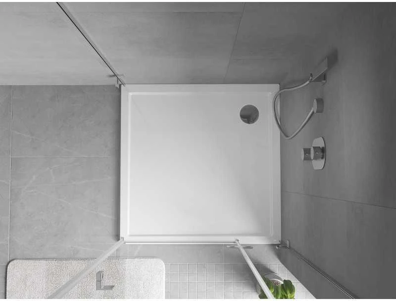 Dušo padėklas Mexen Flow Slim, kvadratinis, 110 x 110 cm, Baltas gloss