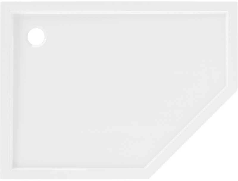 Dušo padėklas Mexen Flow Slim, penkiakampis, kairinis, 90 x 80 cm, Baltas gloss