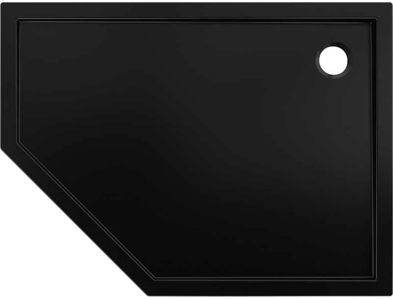 Dušo padėklas Mexen Flow Slim, penkiakampis, dešininis, 90 x 80 cm, Juodas matt