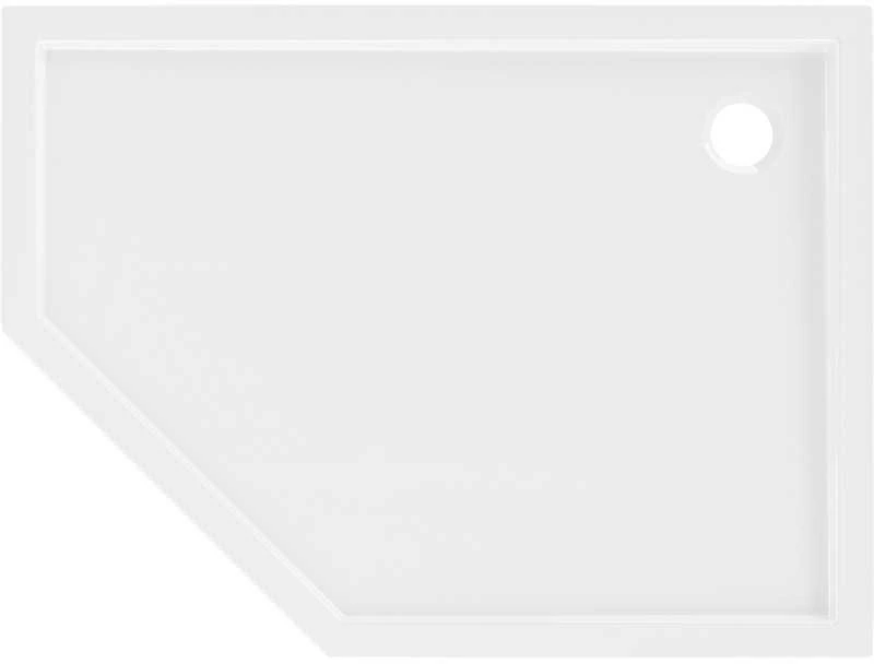 Dušo padėklas Mexen Flow Slim, penkiakampis, dešininis, 100 x 90 cm, Baltas gloss