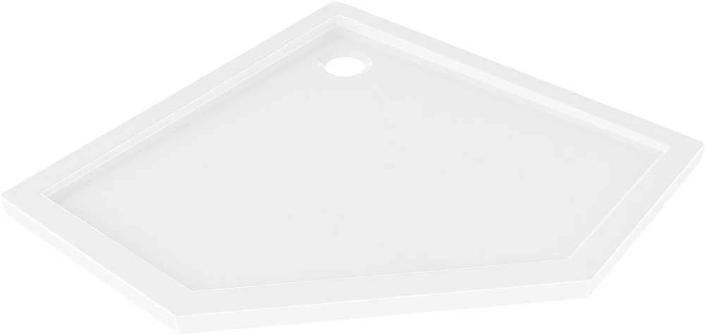 Dušo padėklas Mexen Flow Slim, penkiakampis, 100 x 100 cm, Baltas gloss