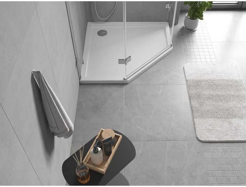 Dušo padėklas Mexen Flow Slim, penkiakampis, 90 x 90 cm, Baltas gloss