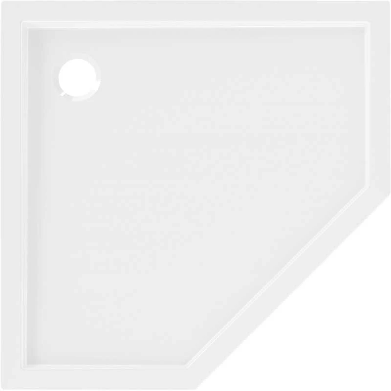 Dušo padėklas Mexen Flow Slim, penkiakampis, 90 x 90 cm, Baltas gloss