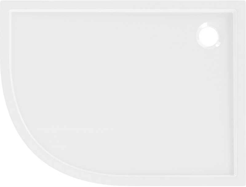 Dušo padėklas Mexen Flow Slim, pusapvalis asimetrinis, dešininis, 90 x 80 cm, Baltas gloss