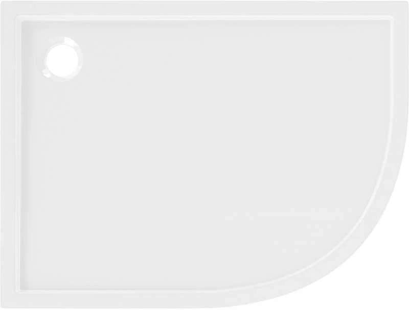 Dušo padėklas Mexen Flow Slim, pusapvalis asimetrinis, kairinis, 100 x 80 cm, Baltas gloss