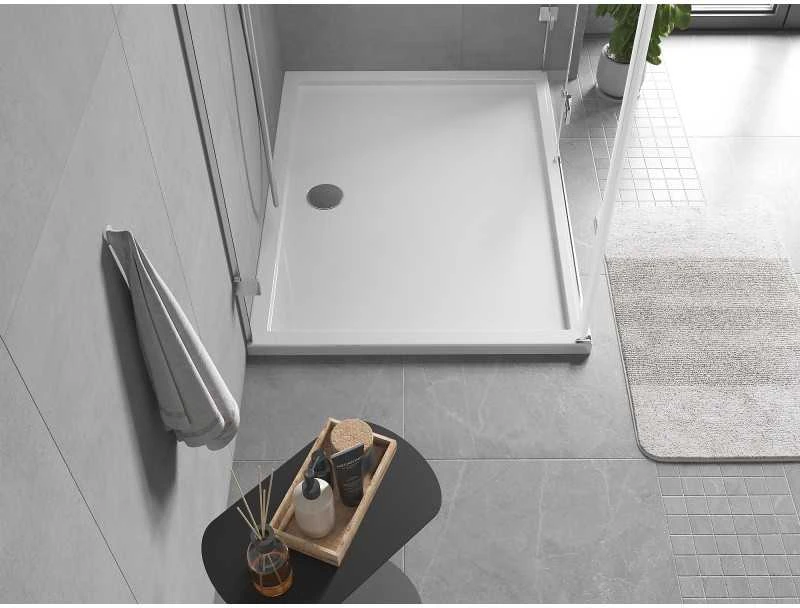 Dušo padėklas Mexen Flow Slim, stačiakampis, 85 x 90 cm, Baltas gloss