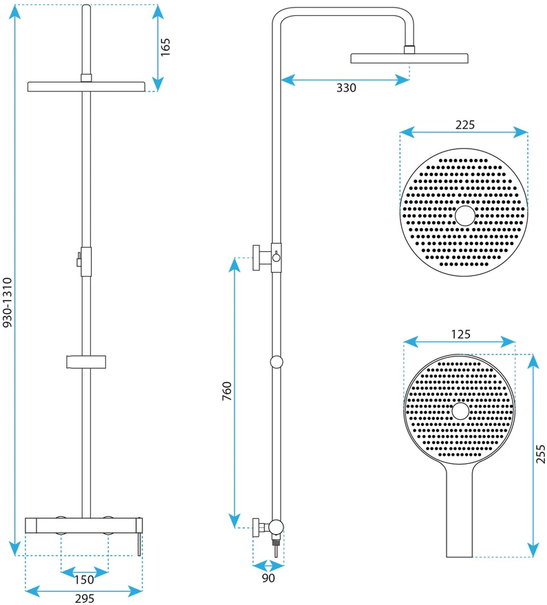 Dušo sistema Rea Foss Clif, Brushed Nickel