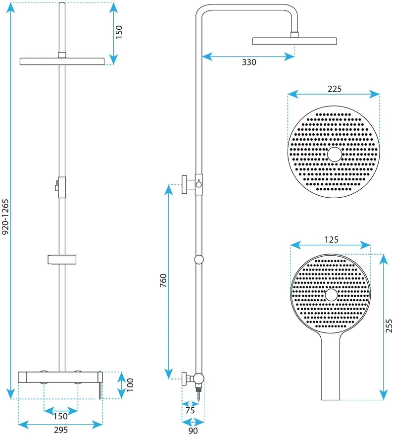 Dušo sistema Rea Rivo, Brushed Nickel