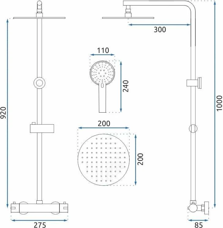 Dušo sistema su termostatu REA Bliss, Chrome