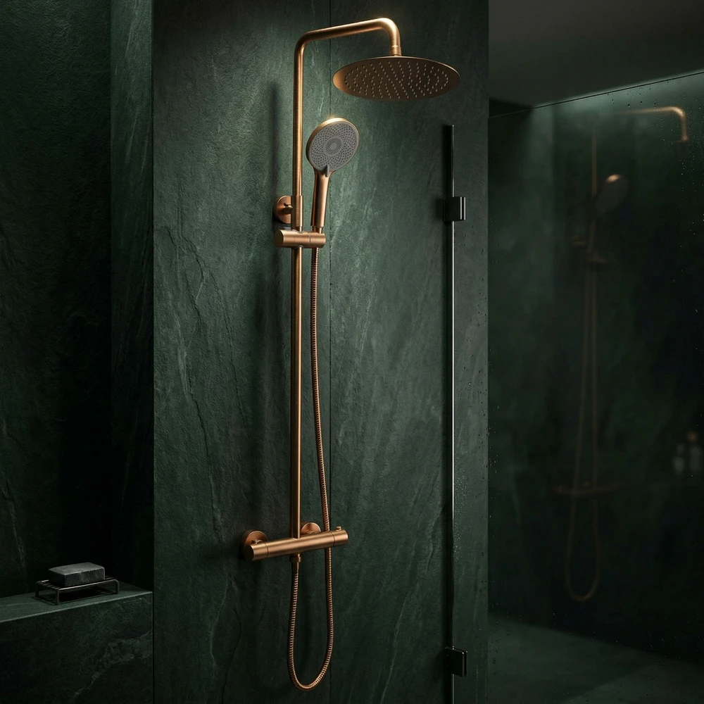 Dušo sistema su termostatu Rea Lungo, Brushed Copper