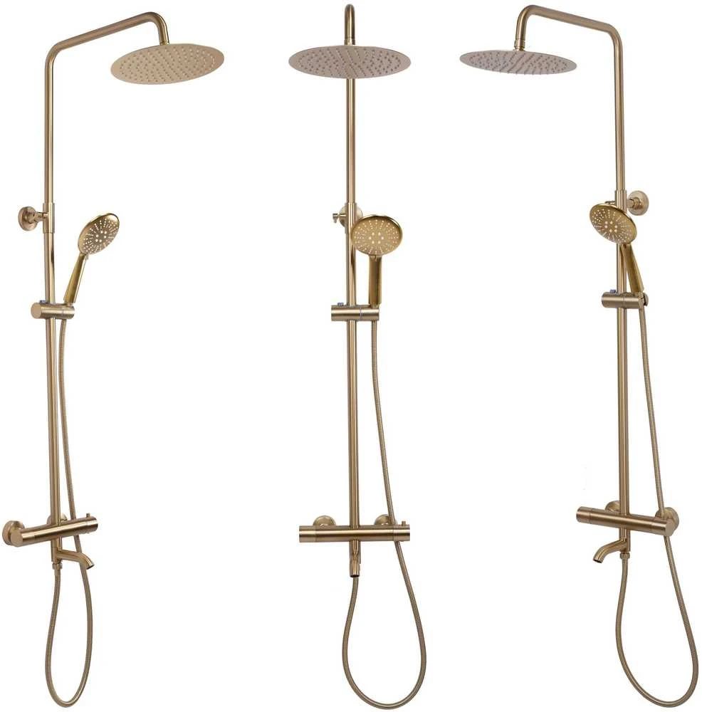 Dušo-vonios sistema su termostatu REA Lungo, Brushed Gold