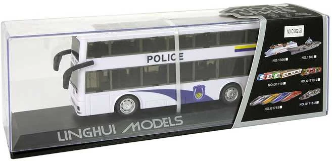 Dviaukštis policijos autobusas, baltas