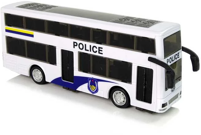 Dviaukštis policijos autobusas, baltas