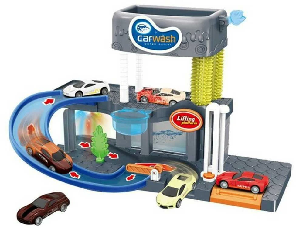 Dviejų aukštų plovykla su automobiliais