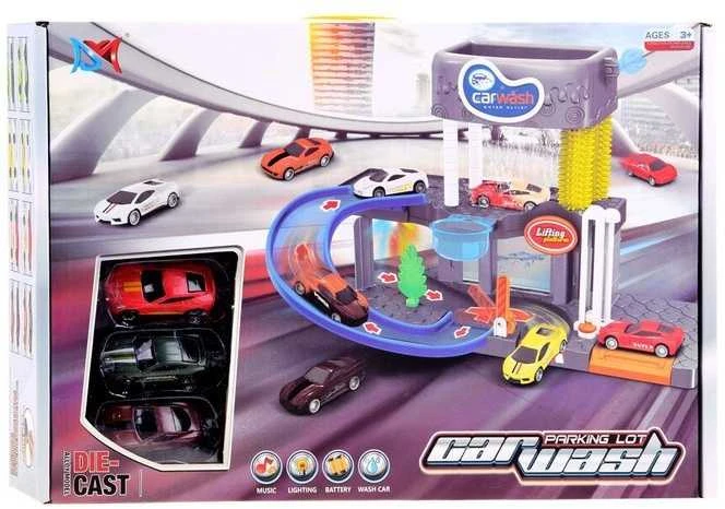 Dviejų aukštų plovykla su automobiliais