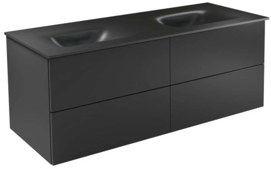 Dviguba spintelė Besco Akya Classic 131 cm su praustuvu ir klik-klak, Gun Metal glossy/Gun metal+Chrome
