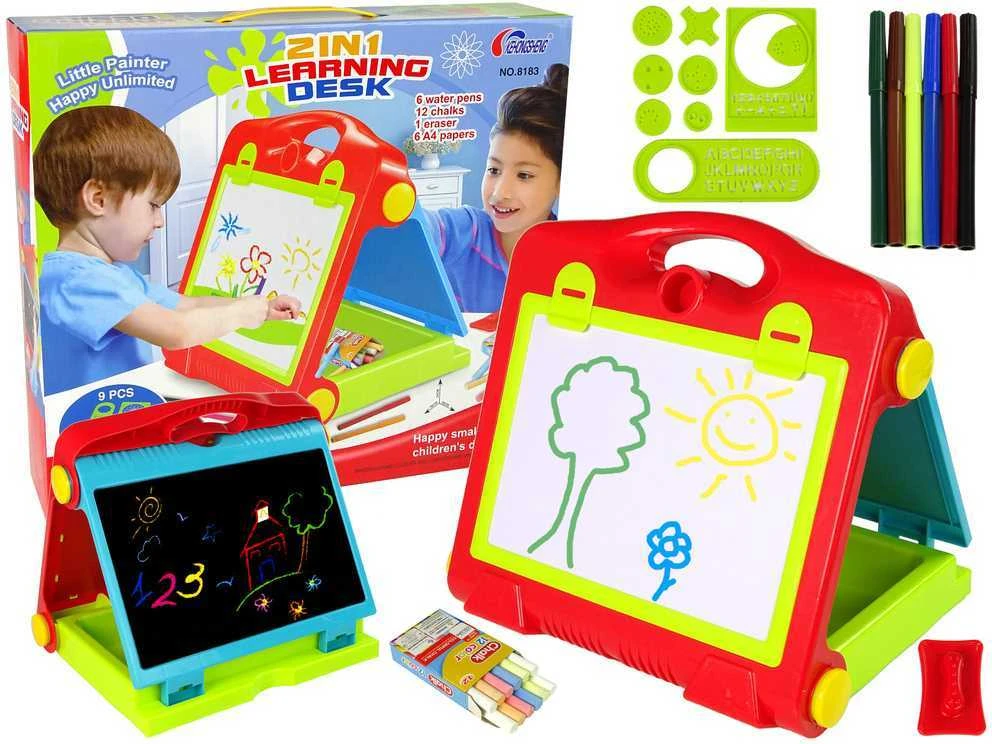 Dvipusė piešimo lenta 2in1 su priedais
