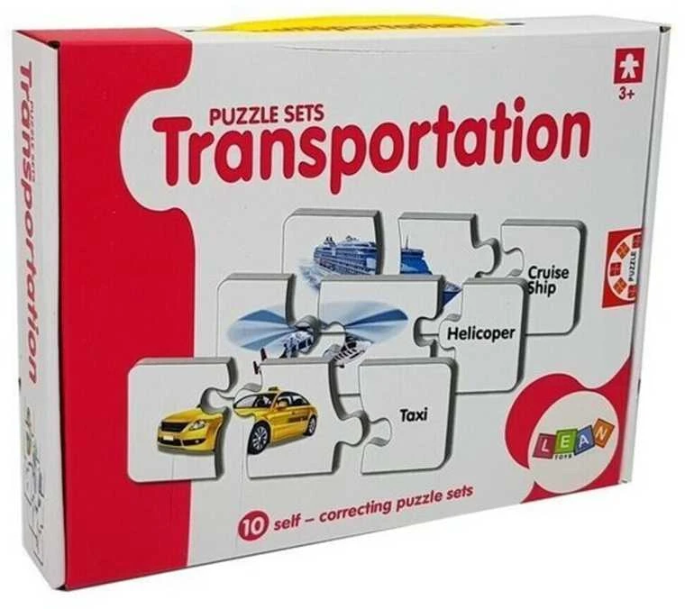 Edukacinė dėlionė "Transporto priemonės", anglų k., 10 derinių