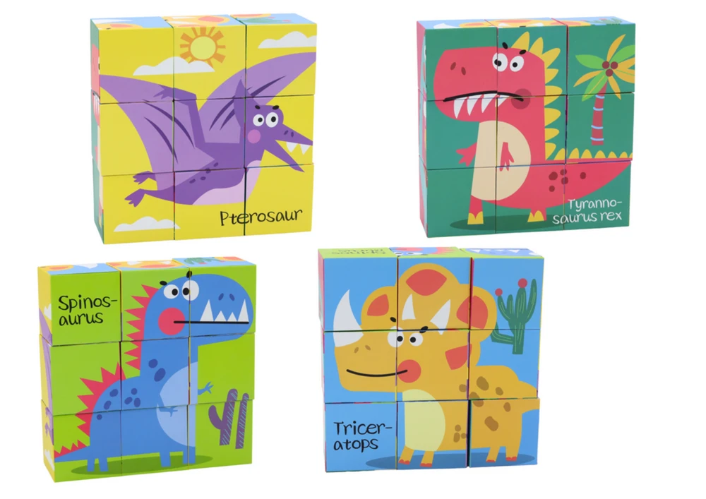 Edukacinės kaladėlės-dėlionė "Dinosaur 6in1", 9 el.