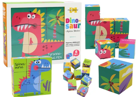 Edukacinės kaladėlės-dėlionė "Dinosaur 6in1", 9 el.