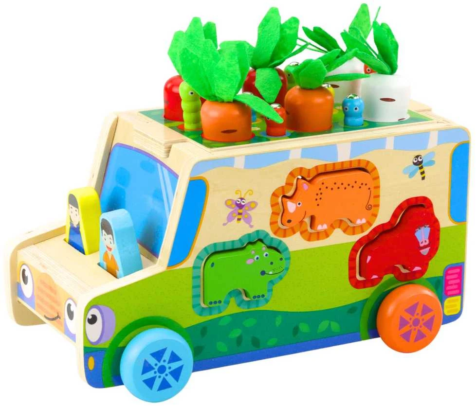Edukacinis medinis automobilis su priedais