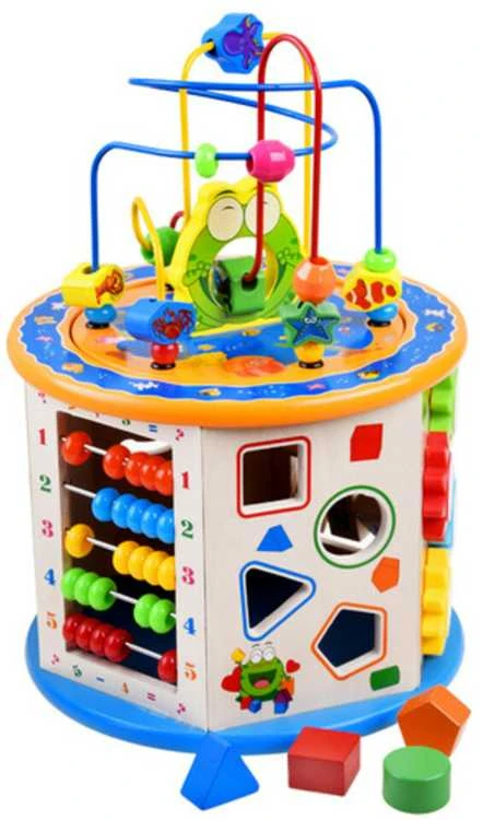 Edukacinis medinis kubas su labirintu, 8in1