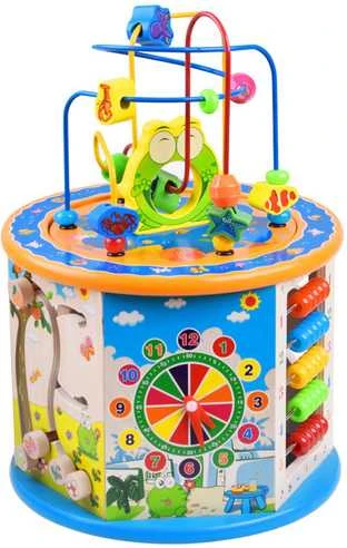 Edukacinis medinis kubas su labirintu, 8in1