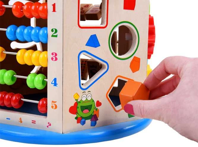 Edukacinis medinis kubas su labirintu, 8in1