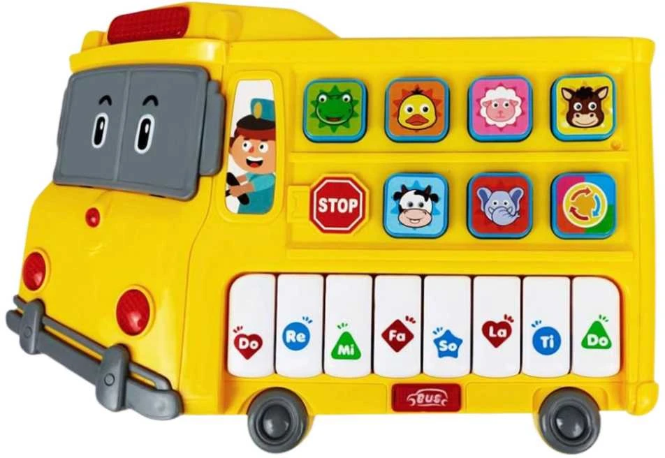 Edukacinis pianinas "Autobusas" vaikams, geltonas