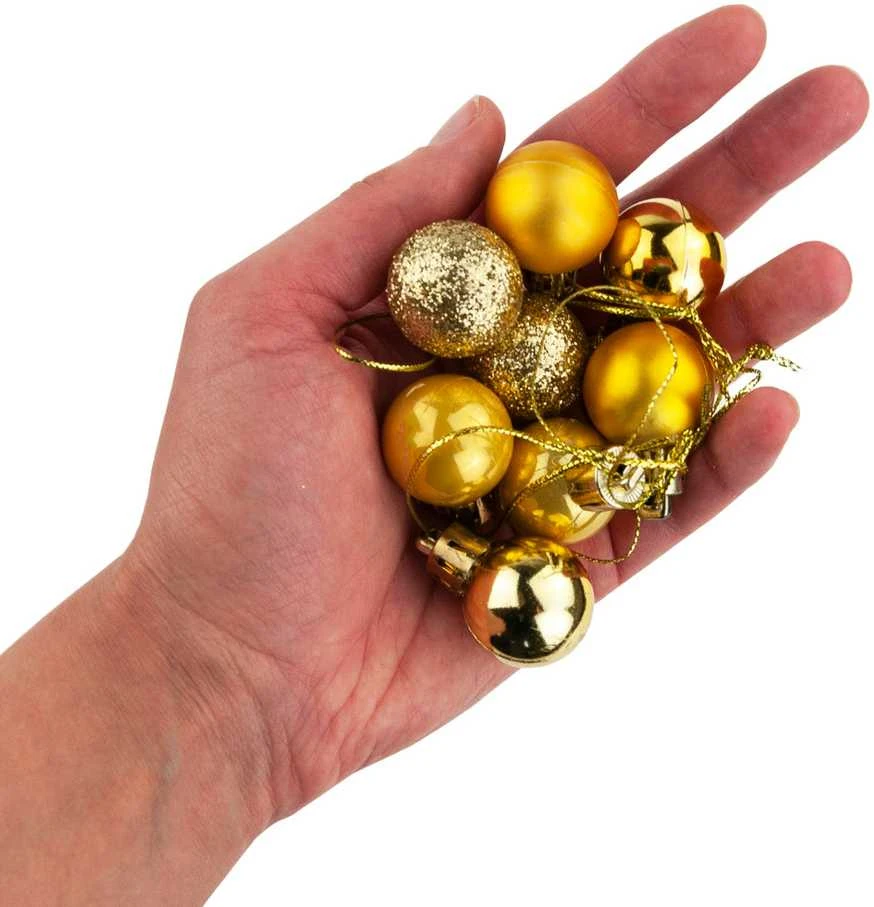 Eglutės žaisliukai, 8 vnt., auksinės spalvos