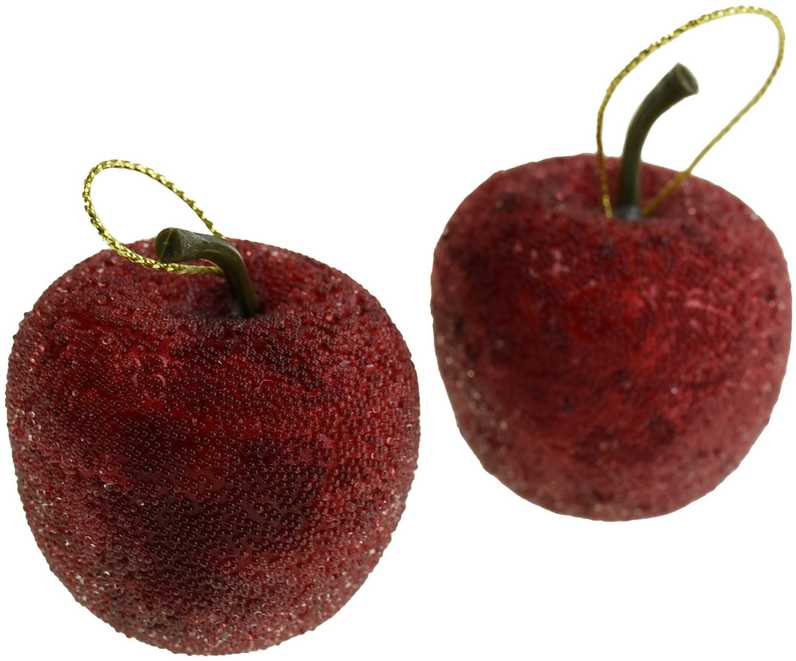 Eglutės žaisliukai - dekoracija Obuoliukai, 9 vnt.