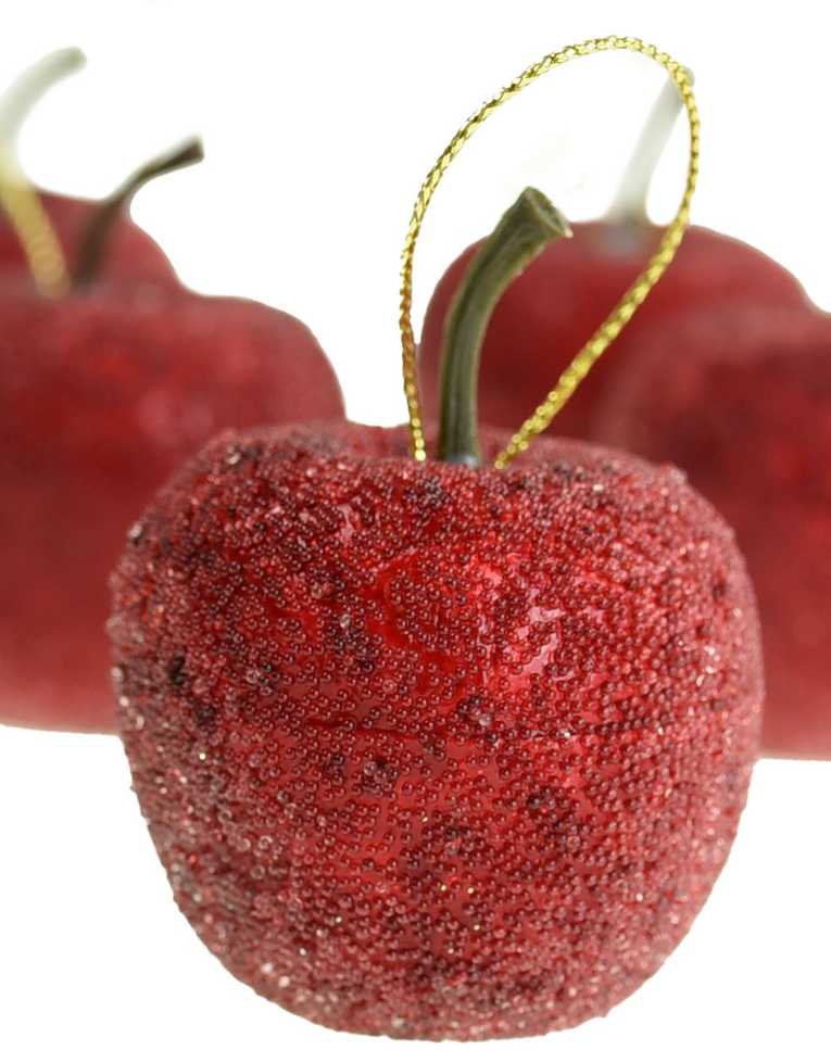 Eglutės žaisliukai - dekoracija Obuoliukai, 9 vnt.