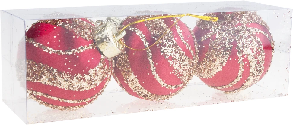 Eglutės žaisliukai iš putplasčio, 3 vnt., raudoni/aukso