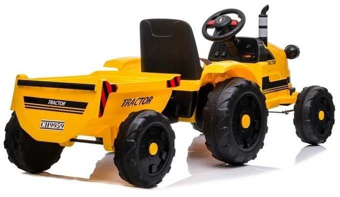 Elektromobilis traktorius su priekaba CH9959, geltonas