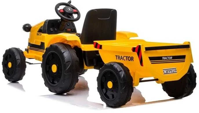 Elektromobilis traktorius su priekaba CH9959, geltonas