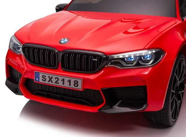 Elektromobilis vaikams BMW M5 su papildoma platforma, raudonas lakuotas