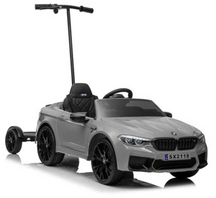 Elektromobilis vaikams BMW M5 su papildoma platforma, sidabrinis lakuotas
