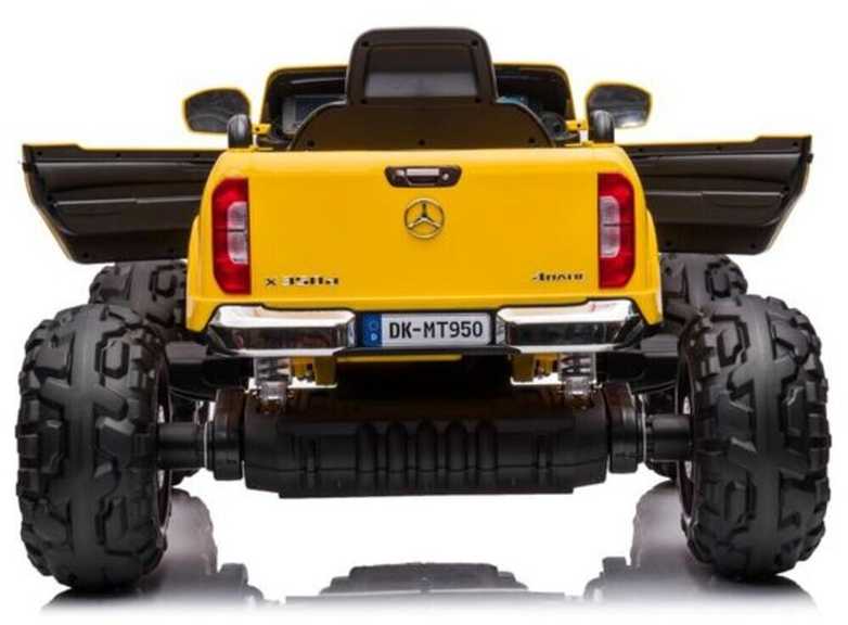 Elektromobilis vaikams Mercedes X 4x4 AWD, MP4, Lakuotas, geltonas