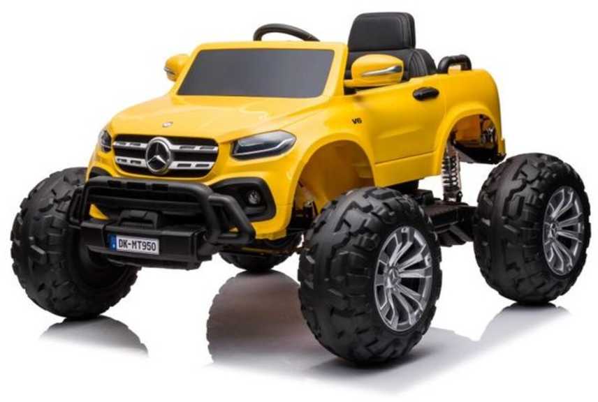 Elektromobilis vaikams Mercedes X 4x4 AWD, MP4, Lakuotas, geltonas