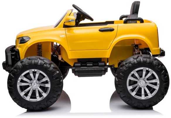 Elektromobilis vaikams Mercedes X 4x4 AWD, MP4, Lakuotas, geltonas