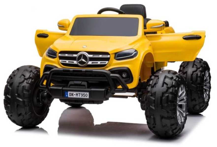 Elektromobilis vaikams Mercedes X 4x4 AWD, MP4, Lakuotas, geltonas