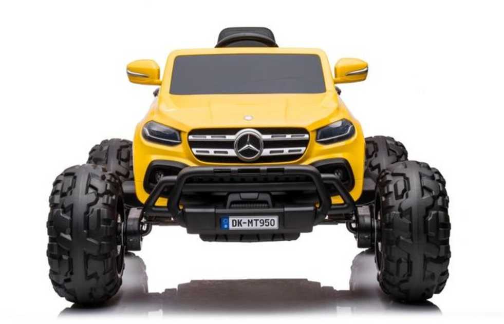 Elektromobilis vaikams Mercedes X 4x4 AWD, MP4, Lakuotas, geltonas