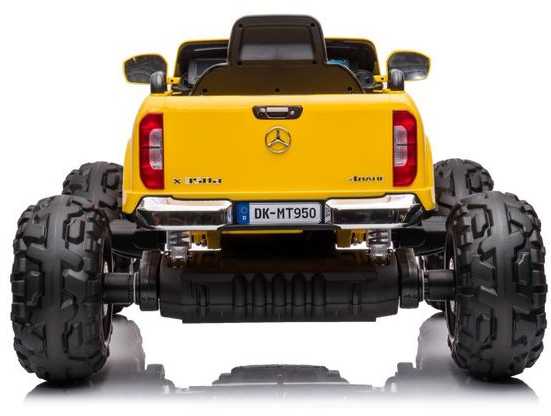 Elektromobilis vaikams Mercedes X 4x4 AWD, MP4, Lakuotas, geltonas