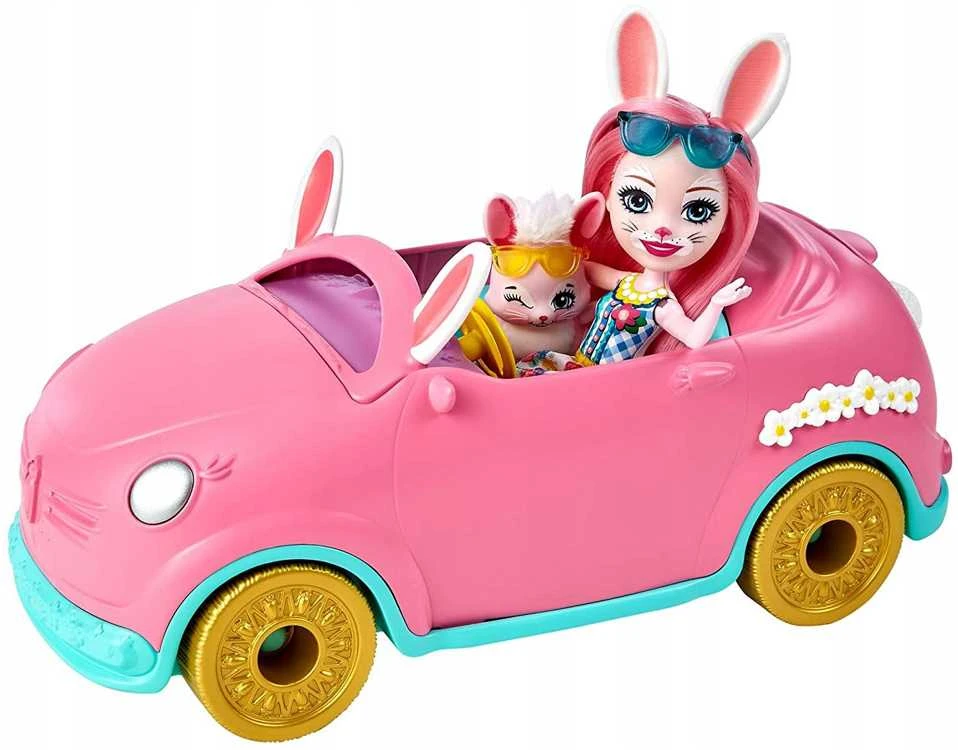 Enchantimals rinkinys "Automobilis su lėle Bunny Bree ir priedais"
