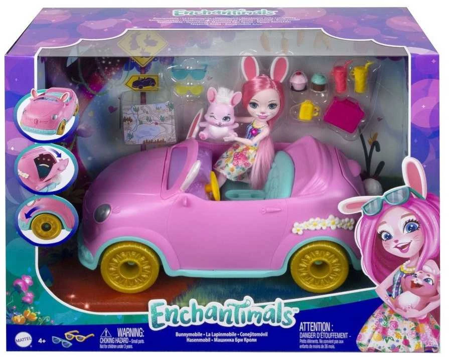 Enchantimals rinkinys "Automobilis su lėle Bunny Bree ir priedais"