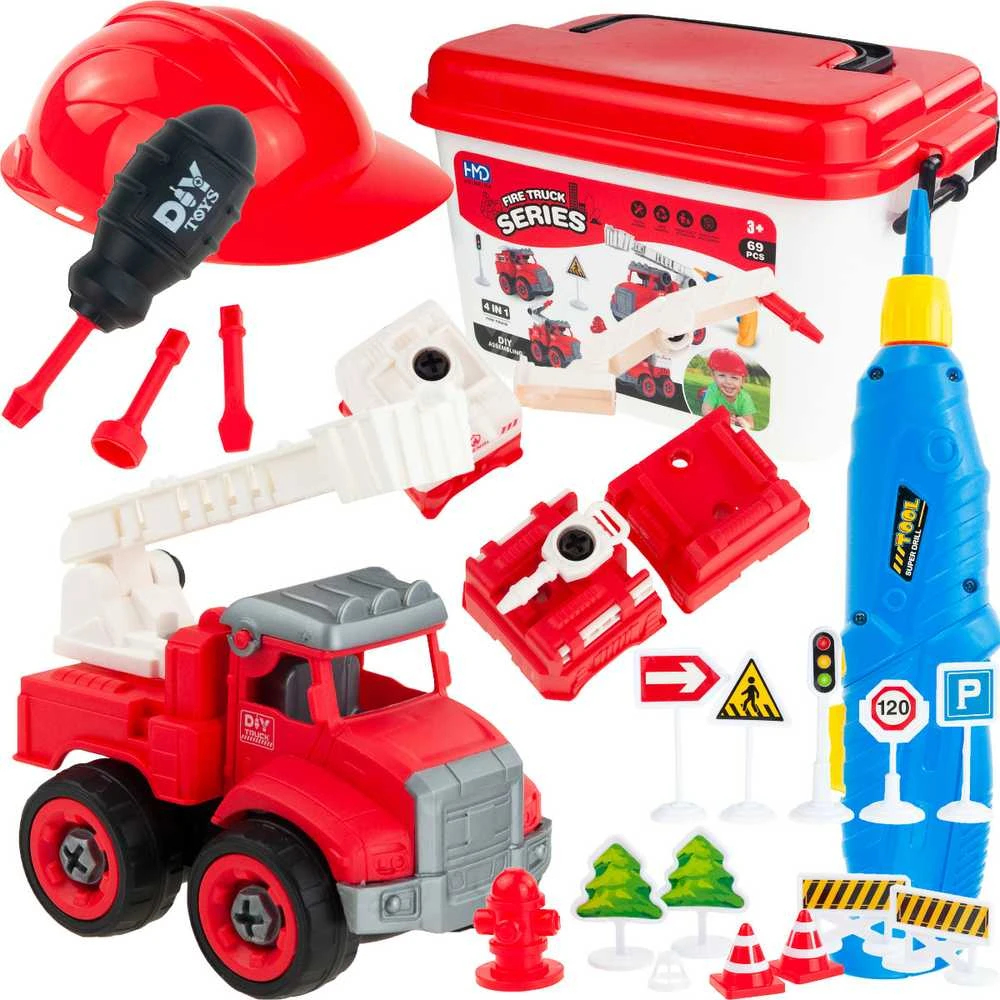 Gaisrinės automobilių rinkinys 4in1 „Pasidaryk pats“