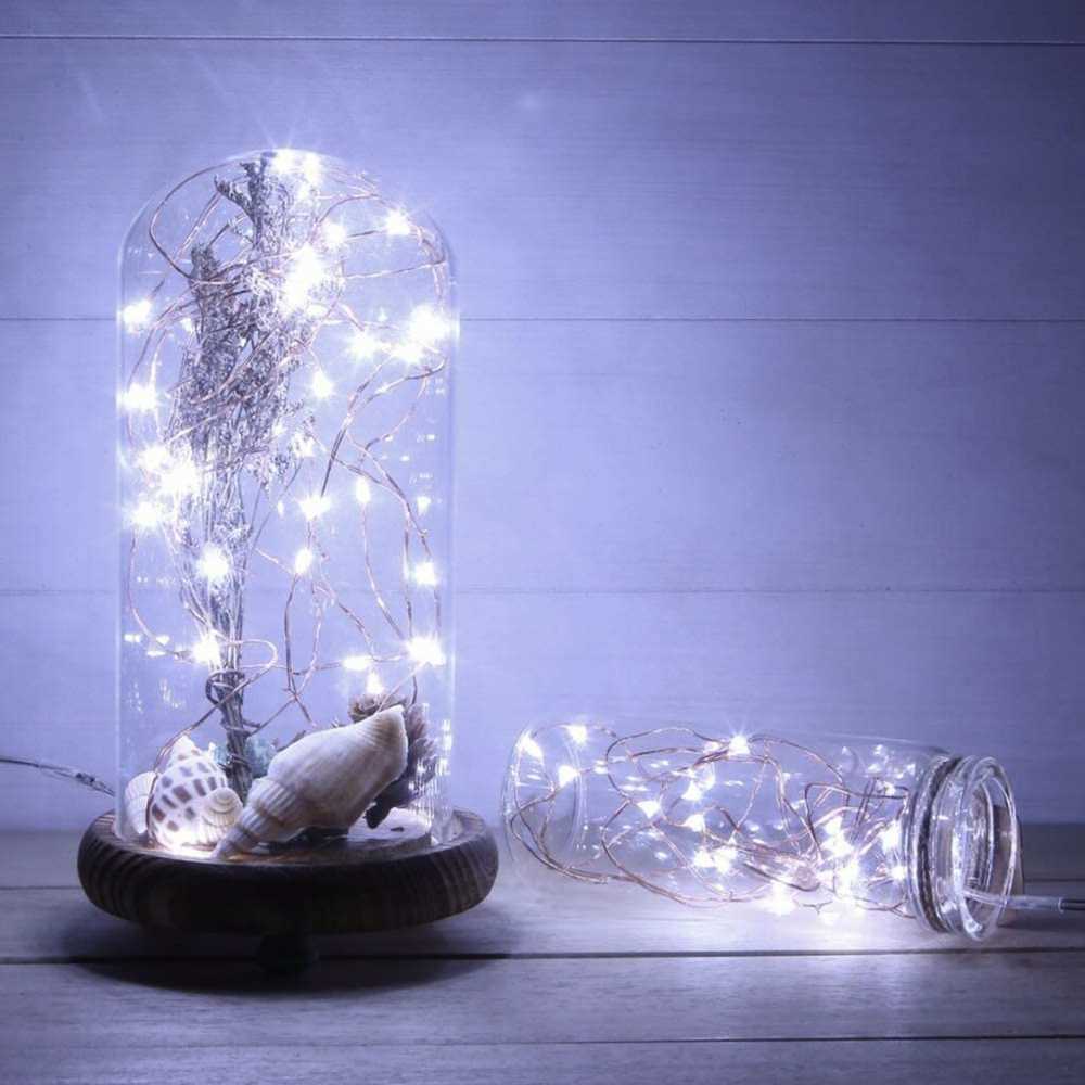 Girlianda 10 LED, šalta balta